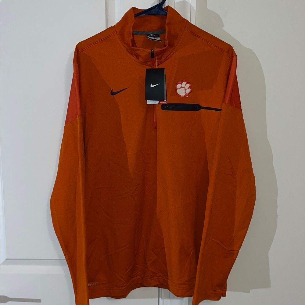 New Orange $80 Nike Clemson Tigers Coaches Jacket Sweatshirt L NWT 1/2 zipper
